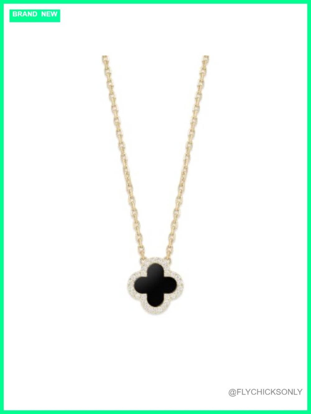 14K Gold Plated Four Leaf Clover Pendant Necklace Adjustable Lucky Jewelry